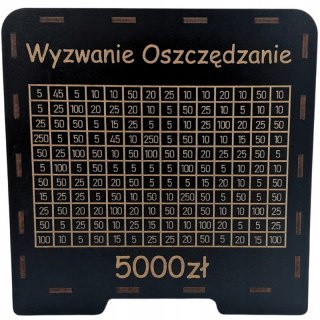 CZARNA Skarbonka Wykreślanka TWÓJ NAPIS I KWOTA Płyta HDF Pomysł na Prezent