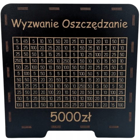 CZARNA Skarbonka Wykreślanka TWÓJ NAPIS I KWOTA Płyta HDF Pomysł na Prezent