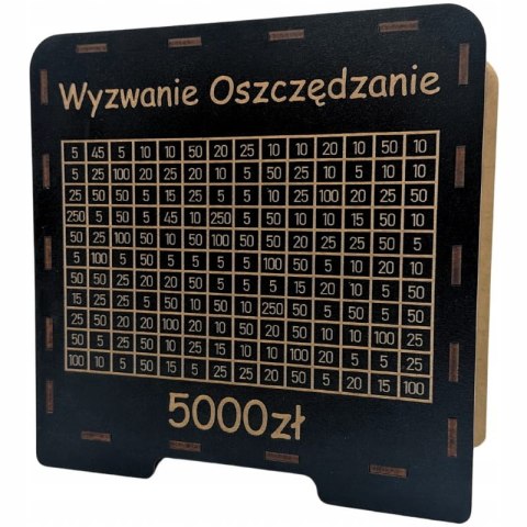 CZARNA Skarbonka Wykreślanka TWÓJ NAPIS I KWOTA Płyta HDF Pomysł na Prezent