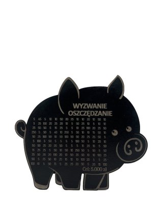 CZARNA Świnka Skarbonka Pomysł na Prezent Płyta HDF Dekor TWÓJ NAPIS I CEL!