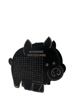 CZARNA Świnka Skarbonka Pomysł na Prezent Płyta HDF Dekor TWÓJ NAPIS I CEL!