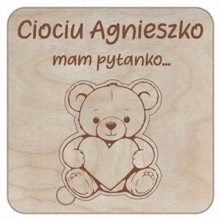 Ciociu czy zostaniesz moją Matką Chrzestną? - zaproszenie chrzciny pamiątka miś