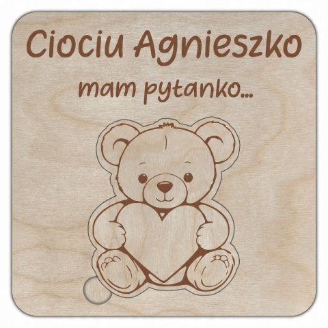 Ciociu czy zostaniesz moją Matką Chrzestną? - zaproszenie chrzciny pamiątka miś