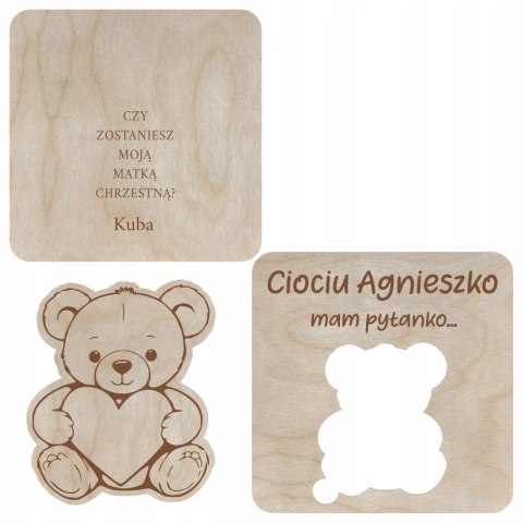 Ciociu czy zostaniesz moją Matką Chrzestną? - zaproszenie chrzciny pamiątka miś