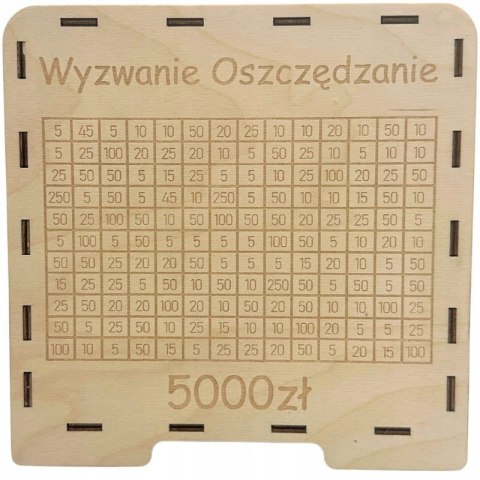 Drewniana Skarbonka Wykreślanka TWÓJ CEL I KWOTA Sklejka Pomysł na Prezent