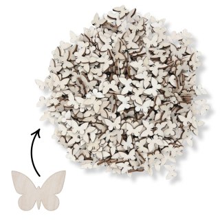 Drewniane Motylki Motylek 500 szt. Motyl Scrapki Ozdobne Dekory Dodatek Eko