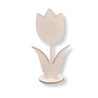 Drewniany Tulipan 15,8 cm Kwiat Stojący na Podstawce Sklejka Drewniana Eko