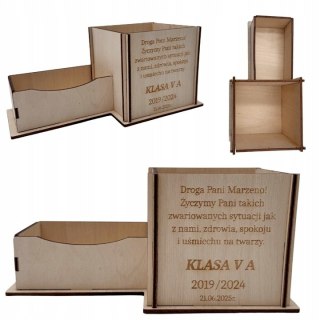 Organizer na Biurko PREZENT DLA NAUCZYCIELA Personalizowany Drewniany Dekor