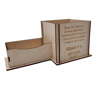 Organizer na Biurko PREZENT DLA NAUCZYCIELA Personalizowany Drewniany Dekor