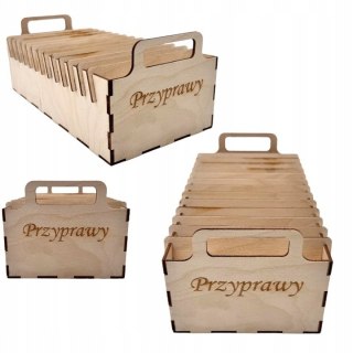 Organizer na Przyprawy Zioła z Przegrodami Pojemnik Kuchenny Drewniany Eko