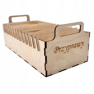 Organizer na Przyprawy Zioła z Przegrodami Pojemnik Kuchenny Drewniany Eko