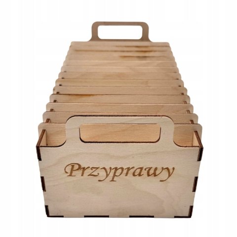 Organizer na Przyprawy Zioła z Przegrodami Pojemnik Kuchenny Drewniany Eko