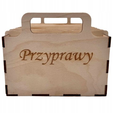 Organizer na Przyprawy Zioła z Przegrodami Pojemnik Kuchenny Drewniany Eko