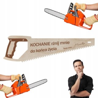 Piła Personalizowana Drewniana Prezent dla Męża Chłopaka Twój Podpis Dekor