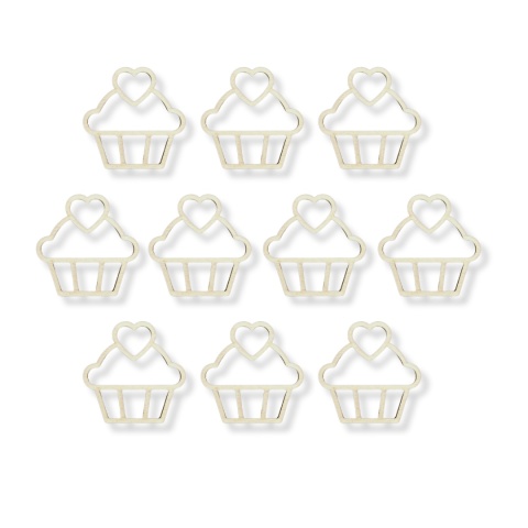 Scrapki Babeczki z Serduszkiem Sklejka Drewniana Naturalna ECO 5x5cm 10szt