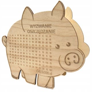 Świnka Skarbonka Sklejka Drewniana Pomysł na Prezent Eko TWÓJ NAPIS I KWOTA