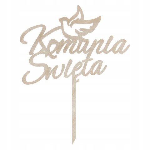 Topper na Tort Komunia Święta Gołąbek na Piku Sklejka Drewniana Naturalna