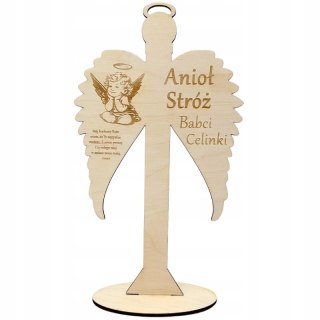 Anioł Drewniany Aniołek Figurka Dekoracja na Prezent Stróż na Chrzest Komunię