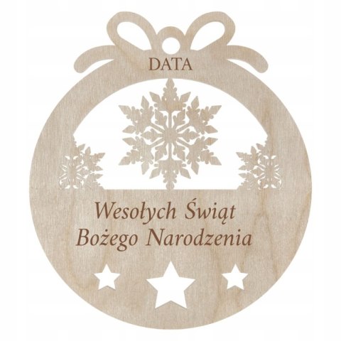 Bombka z Napisem Wesołych Świąt Bożego Narodzenia Personalizowana Data Zawieszka