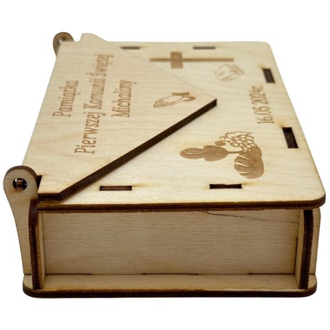 Drewniane Pudełko Koperta Pamiątka I Komunii Świętej Personalizowana Imię