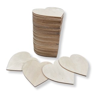 Drewniane Serca 10 cm - 50 szt. do Ozdabiania Dekoracje DIY Rękodzieło Eko