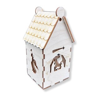 Drewniany Domek Lampion Stajenka Aniołki Latarenka ze Sklejki 3D Decoupage