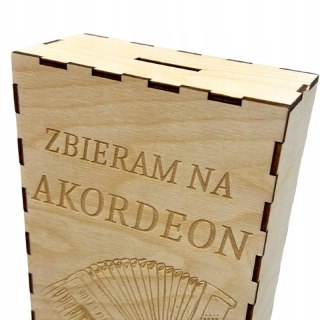 Duża Skarbonka z Grawerem Drewniana Personalizowana Napisem Własnym na Prezent