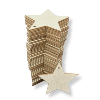 Gwiazdki z Drewna Gwiazdka Drewniana 10 CM 100 szt. Zawieszki DIY z Dziurką