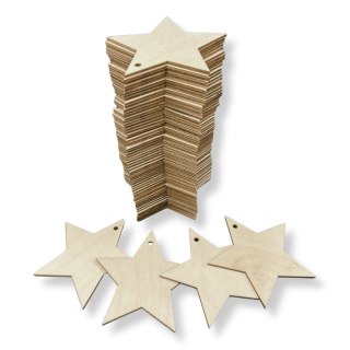Gwiazdki z Drewna Gwiazdka Drewniana 10 CM 100 szt. Zawieszki DIY z Dziurką
