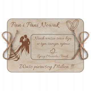 Kartka Ślubna na Pieniądze Ślub Prezent dla Pary Młodej Personalizowana Eko