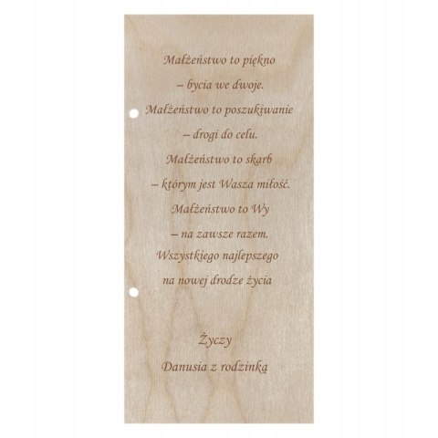Kartka Ślubna na Ślub Wesele Pamiątka Ślubu Personalizowana z Grawerem Prezent