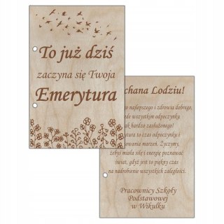 Kartka na Emeryturę Emerytura Okolicznościowa Prezent z Grawerem Personalizowana Własnym Tekstem