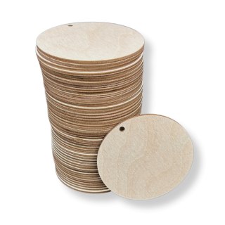 Kółka Drewniane 10 cm z Dziurką - 50 szt. do Ozdabiania na Warsztaty DIY