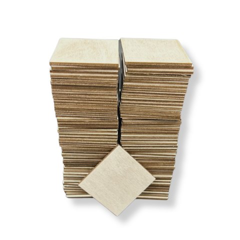 Kwadraty ze Sklejki Drewnianej Gładkie Krawędzie do Zdobienia 100 szt. 5 cm