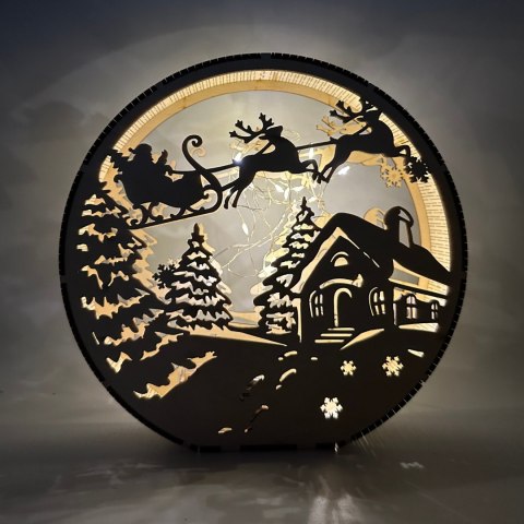 LAMPION Dekoracja Drewniana ŚWIĄTECZNA DOMEK ŚWIĘTA Dekoracja BEZ LAMPEK