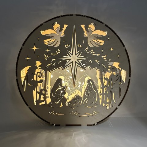 LAMPION Dekoracja Drewniana ŚWIĄTECZNA Stajenka ŚWIĘTA Ozdoba 3D BEZ LAMPEK
