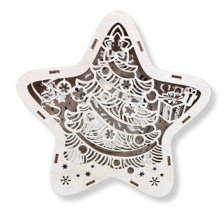 LAMPION Drewniana Gwiazdka ŚWIĄTECZNA Choinka ŚWIĘTA Dekoracja BEZ LAMPEK