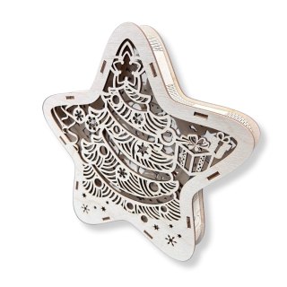 LAMPION Drewniana Gwiazdka ŚWIĄTECZNA Choinka ŚWIĘTA Dekoracja BEZ LAMPEK