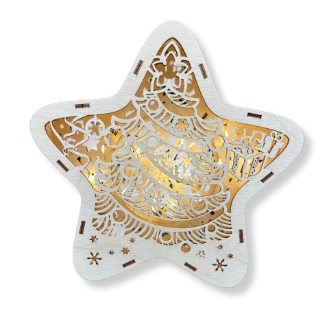 LAMPION Drewniana Gwiazdka ŚWIĄTECZNA Choinka ŚWIĘTA Dekoracja BEZ LAMPEK