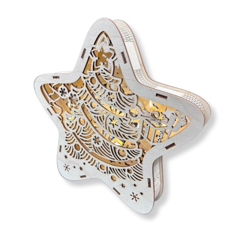 LAMPION Drewniana Gwiazdka ŚWIĄTECZNA Choinka ŚWIĘTA Dekoracja BEZ LAMPEK
