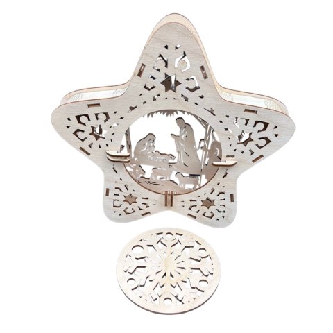 LAMPION Drewniana Gwiazdka ŚWIĄTECZNA Stajenka ŚWIĘTA Ozdoba 3D BEZ LAMPEK