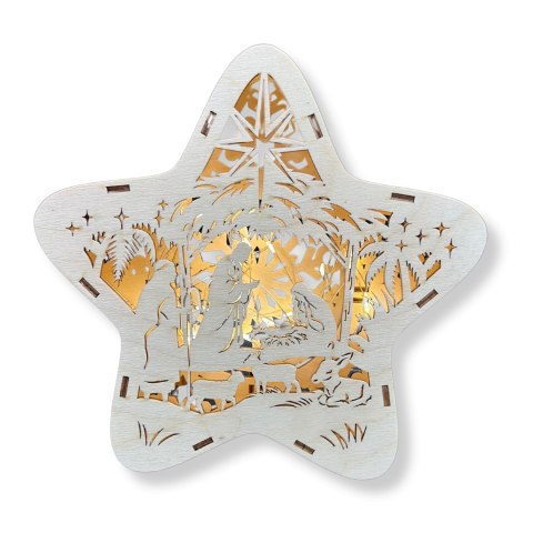 LAMPION Drewniana Gwiazdka ŚWIĄTECZNA Stajenka ŚWIĘTA Ozdoba 3D BEZ LAMPEK