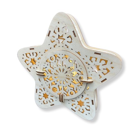 LAMPION Drewniana Gwiazdka ŚWIĄTECZNA Stajenka ŚWIĘTA Ozdoba 3D BEZ LAMPEK