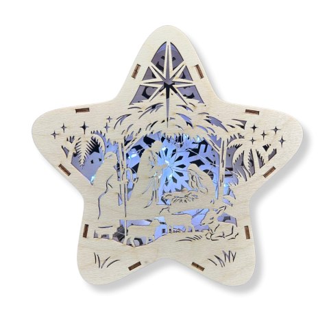 LAMPION Drewniana Gwiazdka ŚWIĄTECZNA Stajenka ŚWIĘTA Ozdoba 3D BEZ LAMPEK