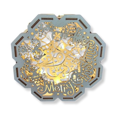 LAMPION Drewniany Sześcian ŚWIĄTECZNY Merry Christmas ŚWIĘTA Boże Narodzenie Ozdoba Dekor BEZ LAMPEK
