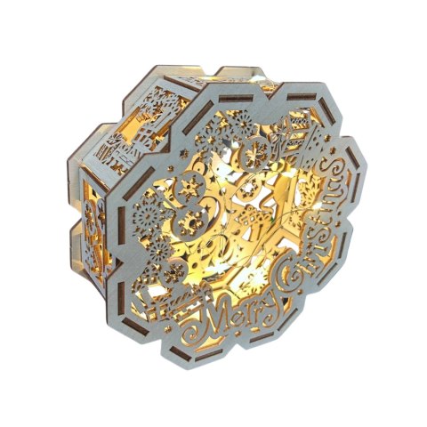 LAMPION Drewniany Sześcian ŚWIĄTECZNY Merry Christmas ŚWIĘTA Boże Narodzenie Ozdoba Dekor BEZ LAMPEK