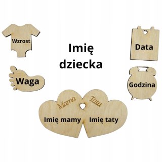 Metryczka dla Dziecka Personalizowana Elementy - Zestaw do Metryczki Dekor