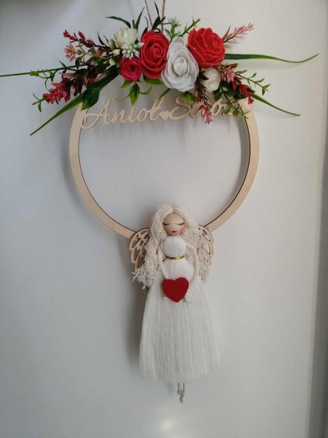 Obręcz do Makramy ANIOŁ STRÓŻ Baza do Łapacza Snów Naturalna Drewniana 20cm