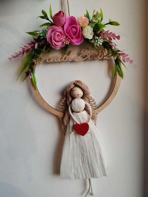 Obręcz do Makramy Baza do Łapacza Snów Anioł Stróż Drewniana Okrąg 18 cm