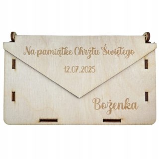 Personalizowana Koperta na Prezent Pieniądze z Grawerem Drewniana Prezentowa
